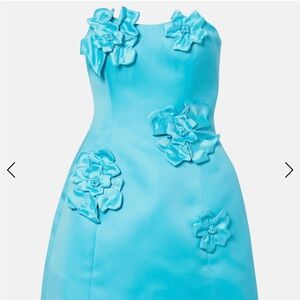 Blue Floral Appliqué Party Dress